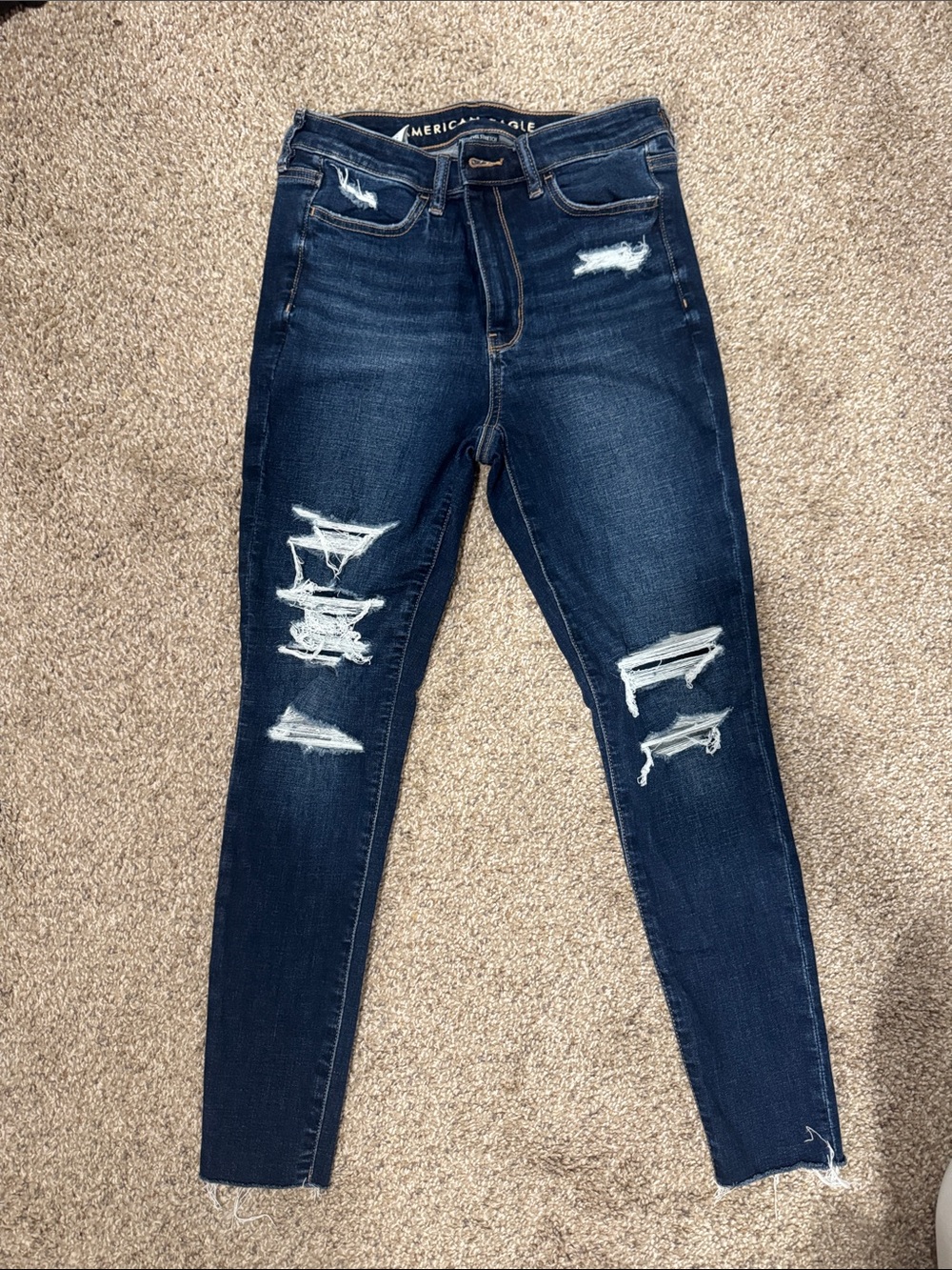 American Eagle Outfitters Dark Blue Distressed Women's Jeans- 6 SHORT